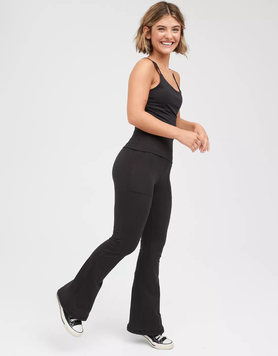OFFLINE By Aerie The Hugger High Waisted Foldover Flare Legging | Aerie