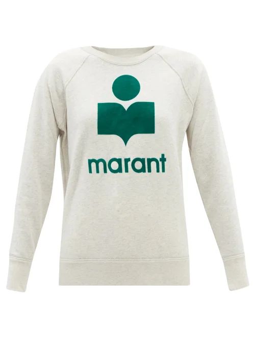 Isabel Marant Étoile - Milly Flocked-logo Cotton-blend Sweatshirt - Womens - Ivory Multi | Matches (US)