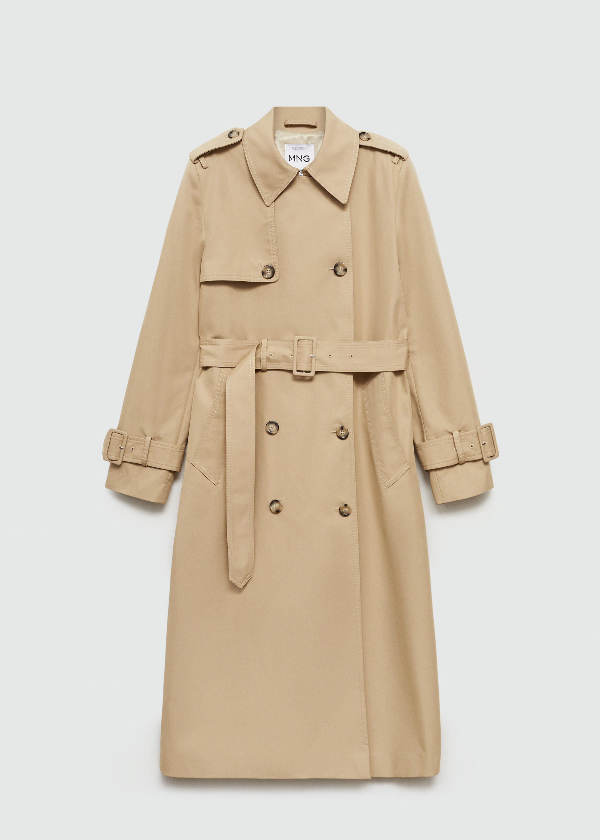 Double-breasted cotton trench coat | MANGO (US)