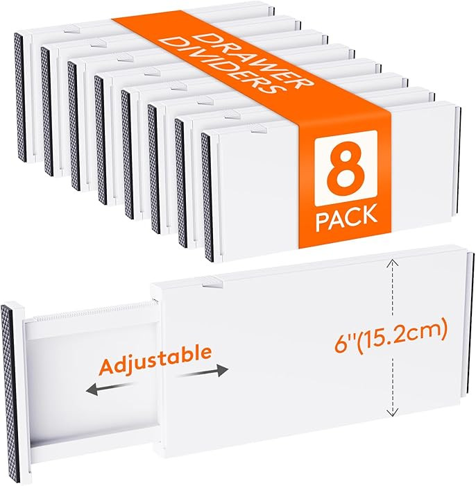 Lifewit 8 Pack Drawer Dividers Plastic 6" High, 13.5-22" Adjustable Drawer Organizers for Clothes... | Amazon (US)