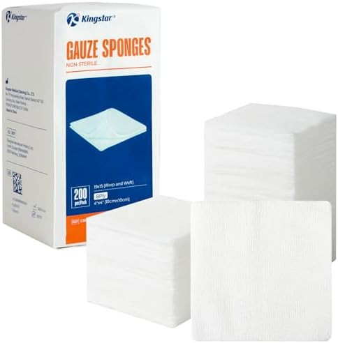 200 Pack 4x4 Inch Gauze Sponges 8-Ply, 100% Cotton Large Gauze Pads for Wound Care, Highly Absorb... | Amazon (US)