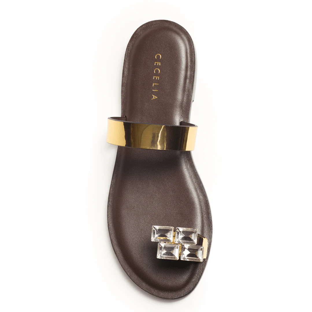 DEMI - STATEMENT SANDAL - BROWN AND GOLD | Cecelia New York