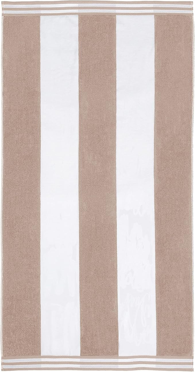 SUPERIOR 100% Cotton Luxury Beach Towels - Oversized Beach Towel, Swim Towel, Taupe Cabana Stripe... | Amazon (US)