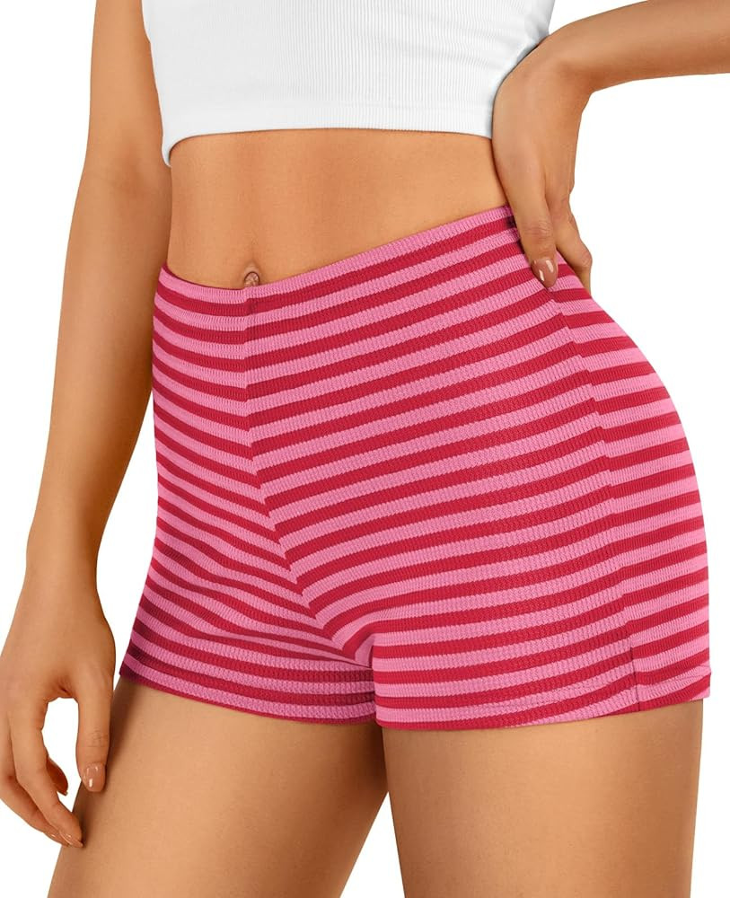 Trendy Queen Pajama Shorts Women Micro Low Rise Striped Boxers Trendy Spandex Bottoms 2025 Comfy ... | Amazon (US)