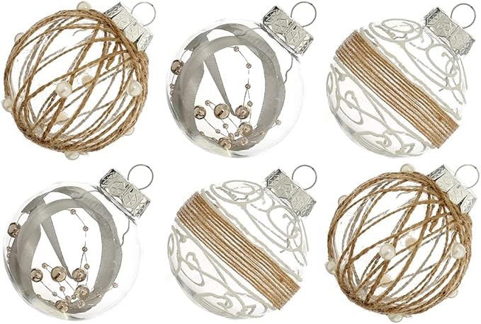 XmasExp Christmas Ball Ornaments Set-70mm/2.76" Beige Large Shatterproof Pastic Farmhouse Xmas Tr... | Amazon (US)