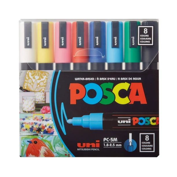 POSCA Paint Markers, Medium Point Marker Tips, PC-5M, Assorted Ink, 8 Count - Walmart.com | Walmart (US)