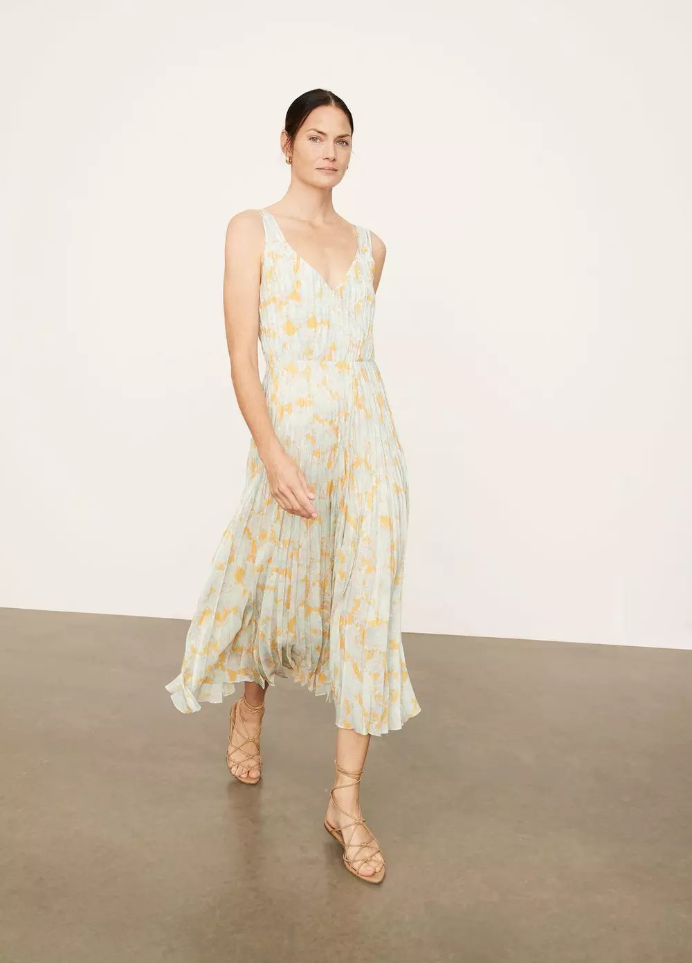 Lotus V-Neck Pleated Slip Dress | Vince LLC