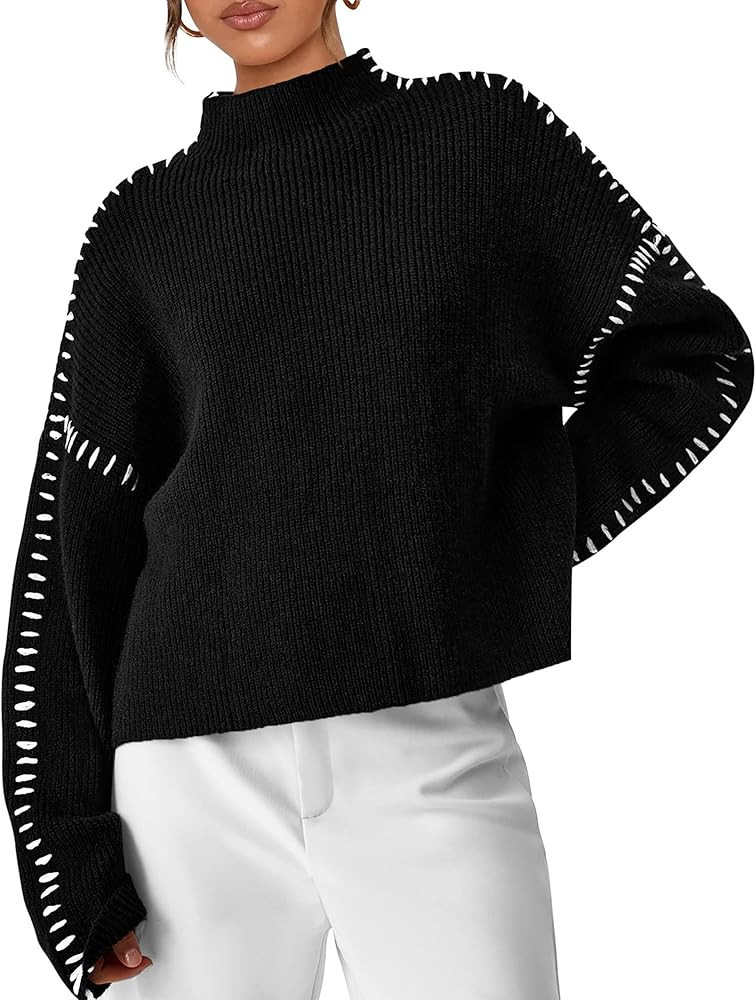 PRETTYGARDEN Women's Chunky Knit Sweaters 2025 Fall Long Sleeve Mock Neck Oversized Pullover Tops... | Amazon (US)