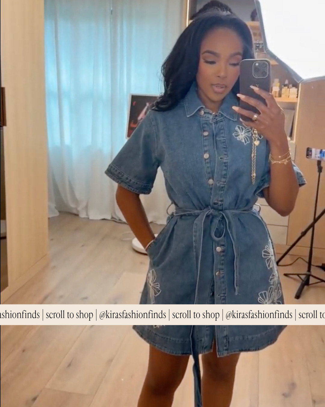 Scroll to Shop!  Fun and flirty denim tie dress.  Size up for comfort!  Follow for more! 

 #LTKootd #LTKmomlife #LTKU