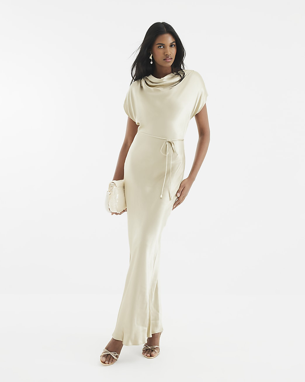 Gold Cowl Neck Maxi Dress | River Island UK & IE
