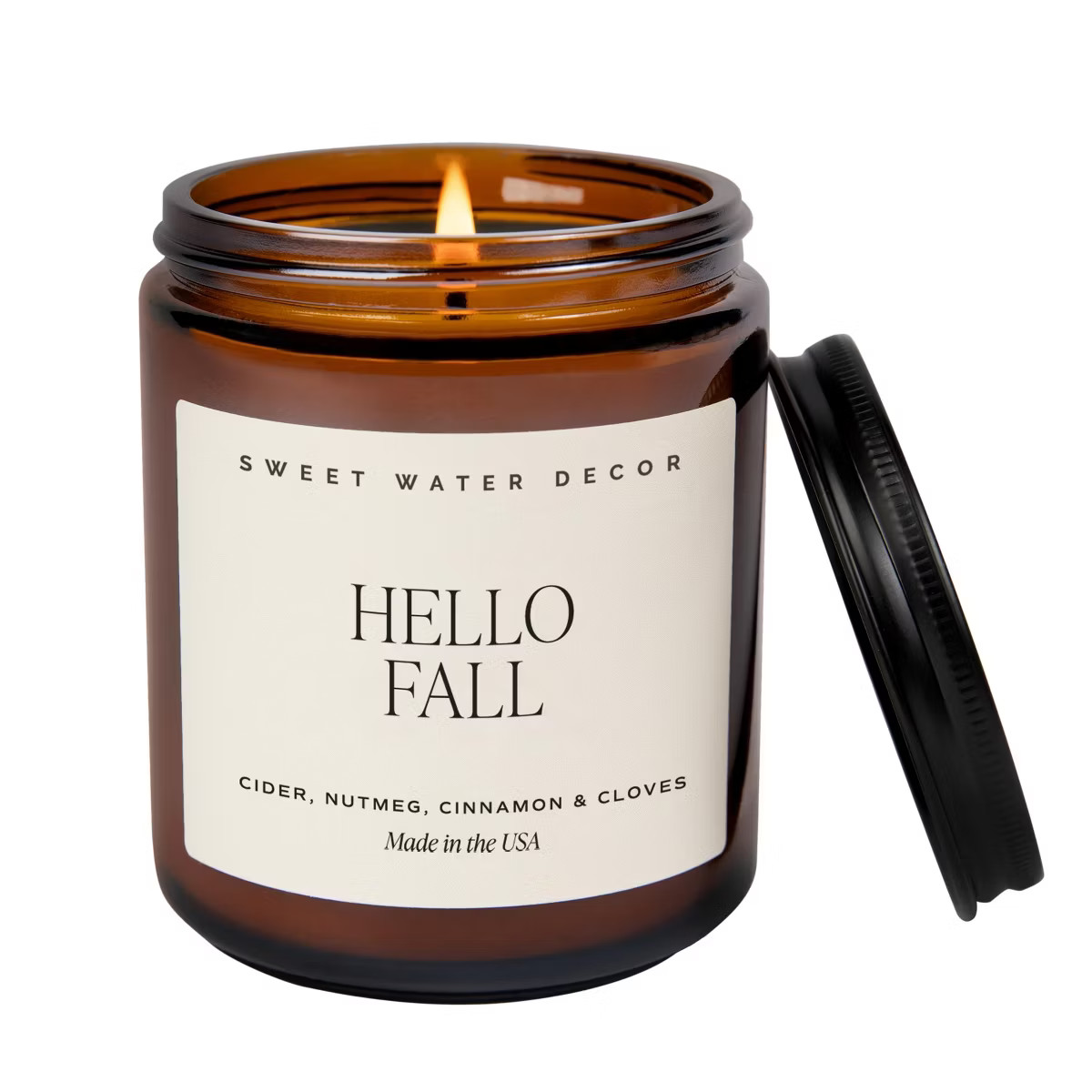 Sweet Water Decor Hello Fall 9oz Amber Jar Soy Candle | Target