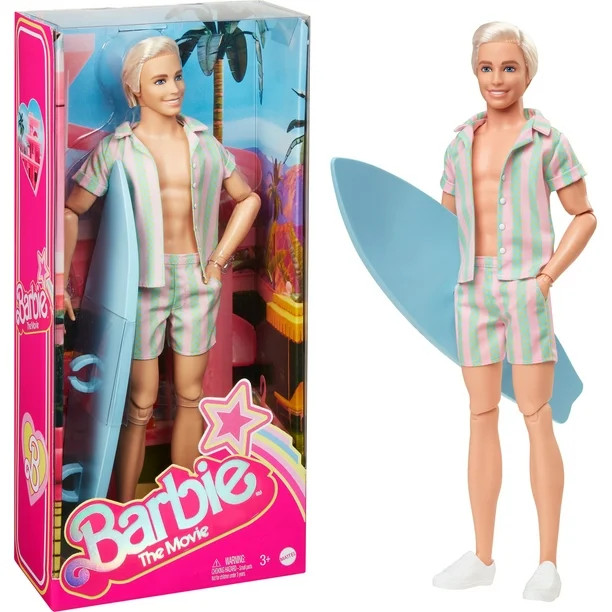 Barbie The Movie Ken Doll Wearing Pastel Striped Beach Matching Set | Walmart (US)