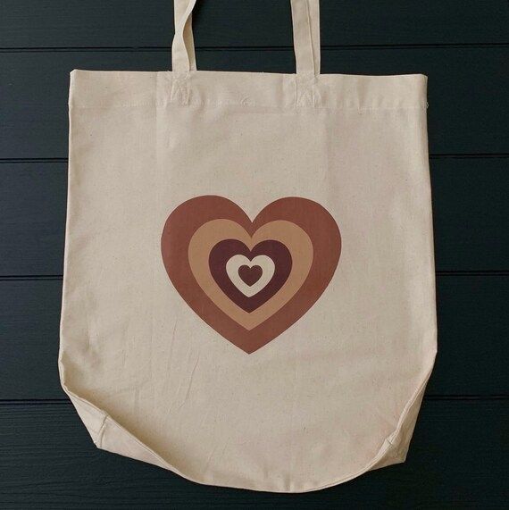 Brown Heart Tote Bags | Etsy (CAD)