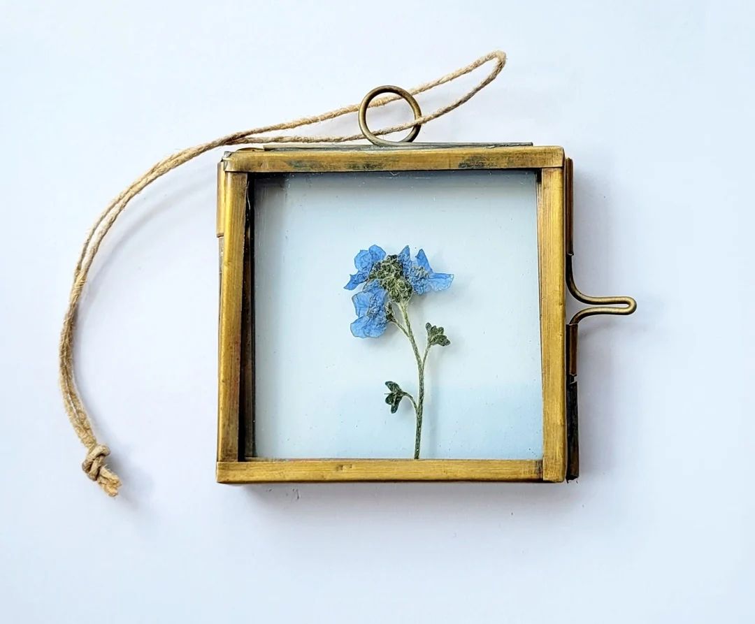Mini Hanging Metal Frame With a Pressed Forget-me-not Sprig - Etsy | Etsy (US)