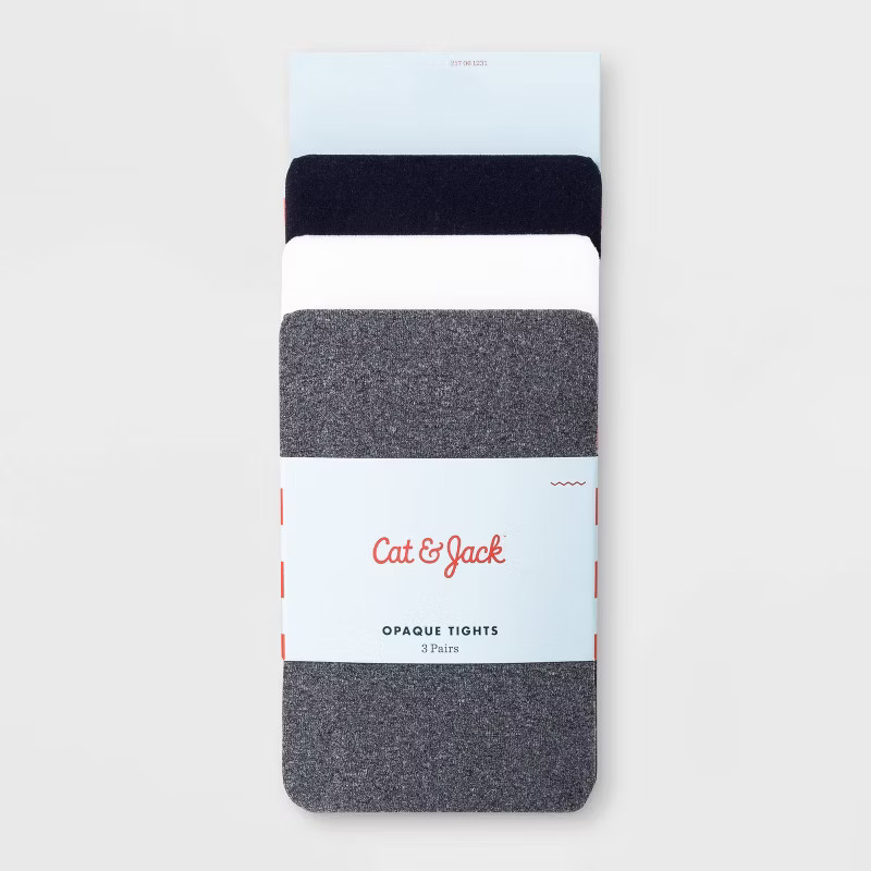 Toddler Girls' 3pc Nylon Tights - Cat & Jack Navy/White/Gray | Target