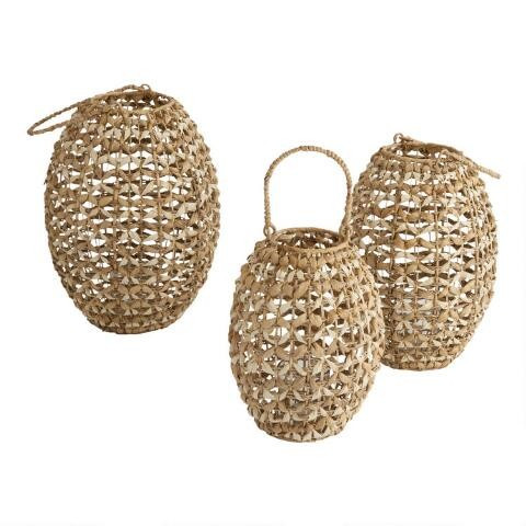 Oval Natural Palm and Water Hyacinth Lantern | World Market