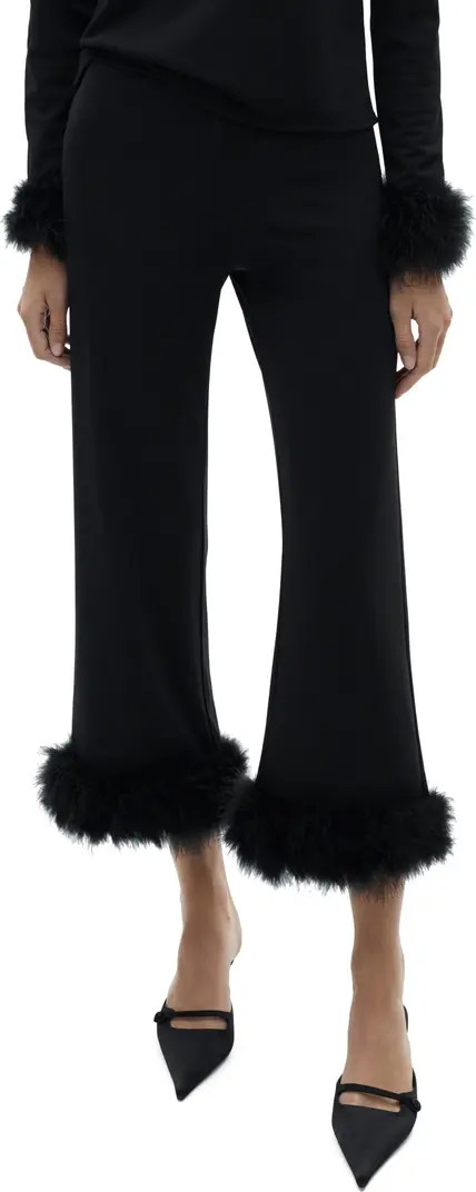 Feather Trim Crop Pants | Nordstrom