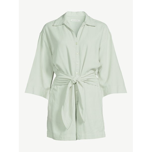 Free Assembly Women's Belted Romper - Walmart.com | Walmart (US)