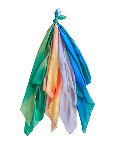 Sarah's Silks Earth Playsilks Set of 4, 100% Silk Toy for Toddlers | Montessori and Waldorf Toys, 35" Large Square Scarves for Dance, Imaginative, and Pretend Play | Amazon (US)