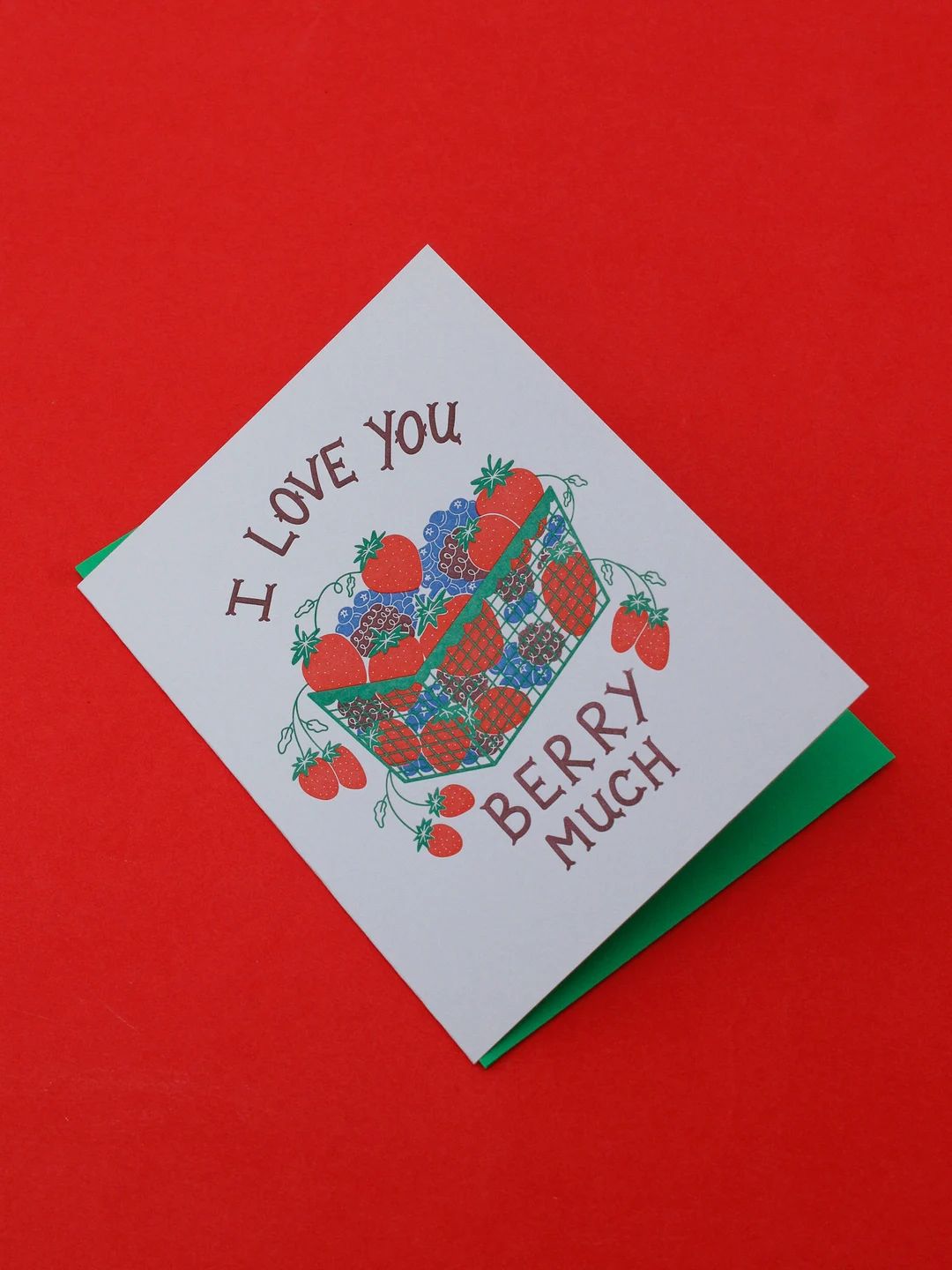I Love You Berry Much Letterpress Greeting Card - Etsy | Etsy (US)