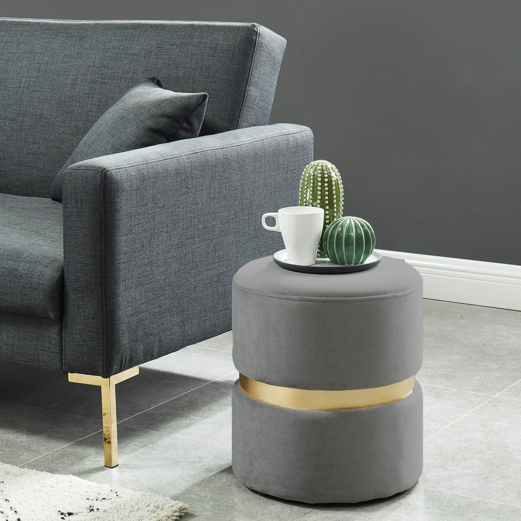 Velvet Ottoman, Grey | Walmart (US)