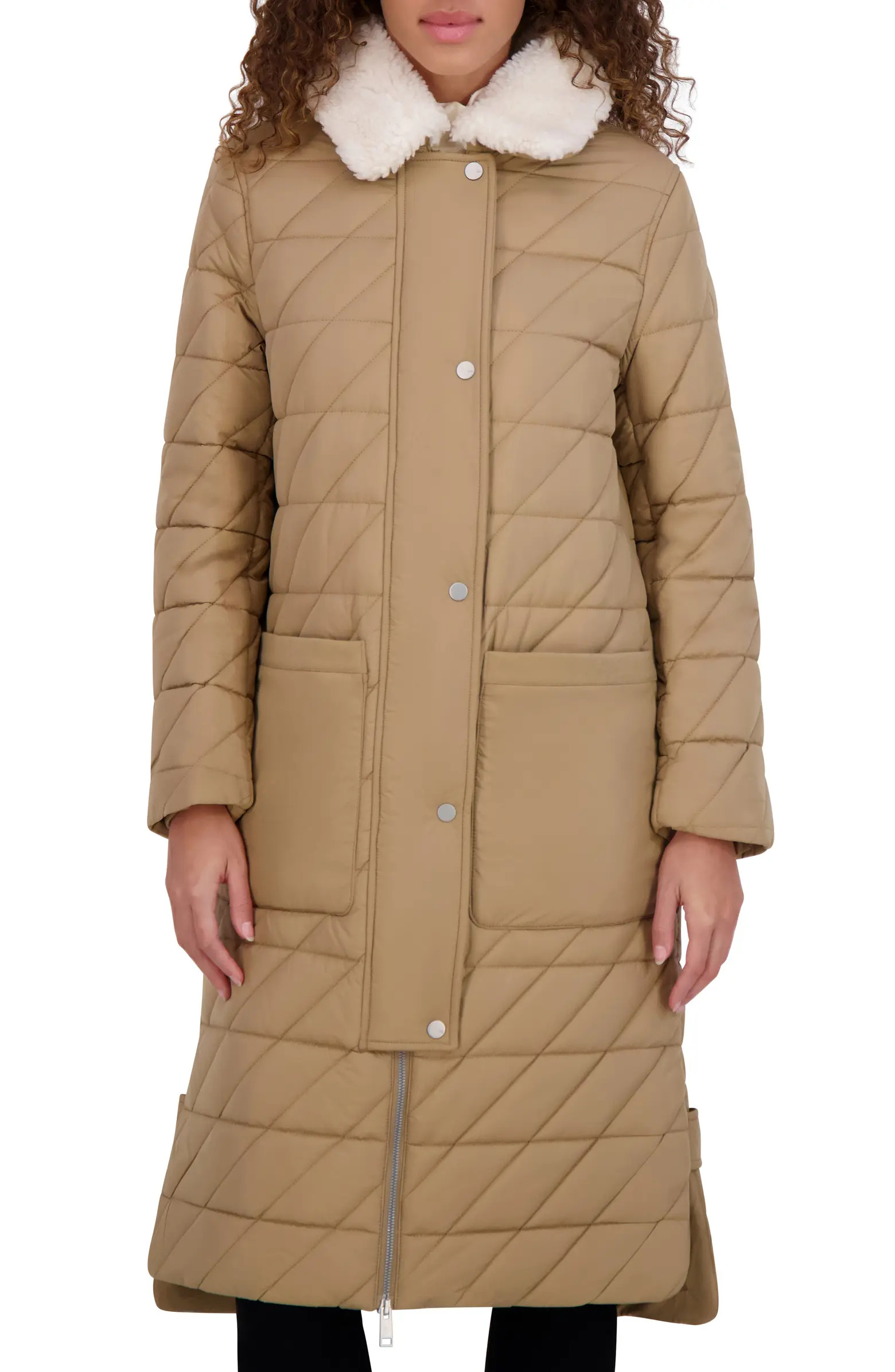 Andrew Marc Maxine Quilted Coat with Faux Shearling Collar | Nordstromrack | Nordstrom Rack