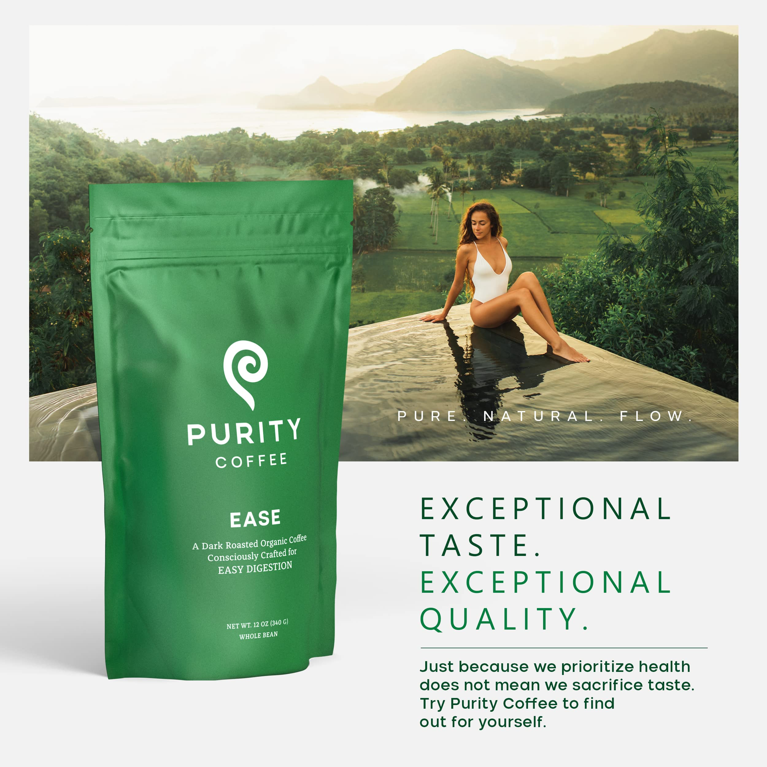 Purity Coffee EASE Low Acid Dark Roast Whole Bean (12oz Bag) | Specialty-Grade USDA Organic Arabi... | Amazon (US)