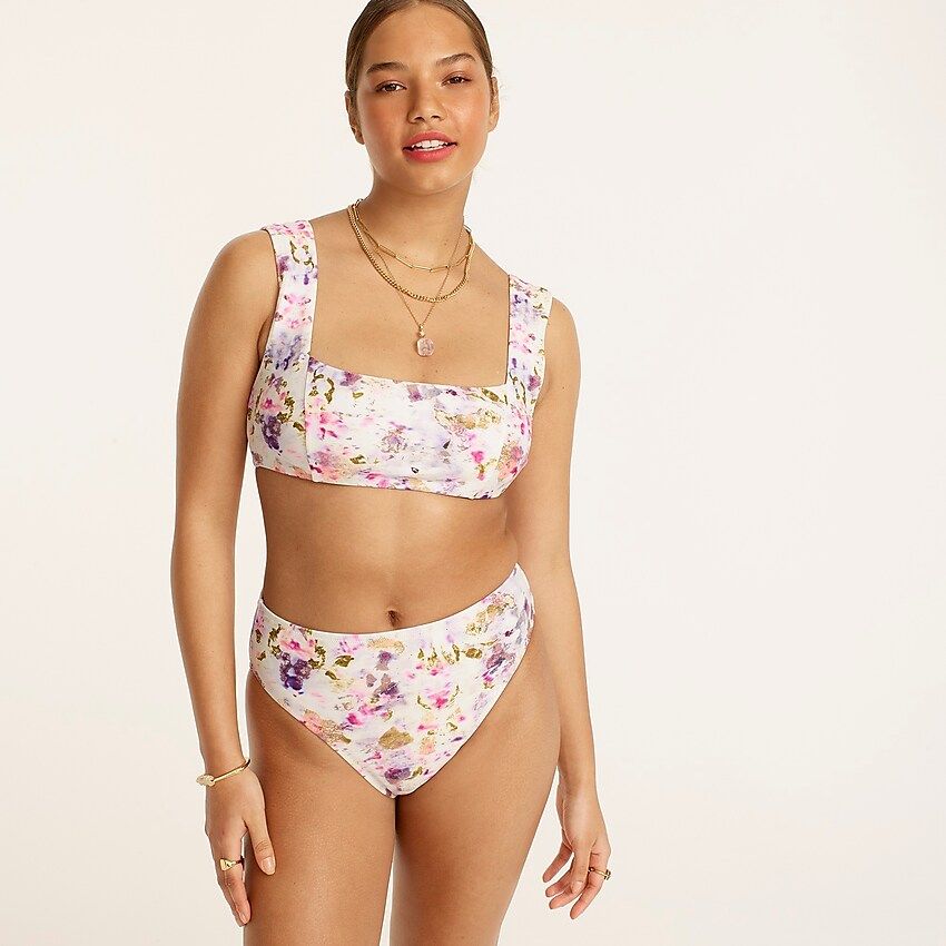 Flora Obscura X J.Crew squareneck bikini top in kaleidoscope floral | J.Crew US