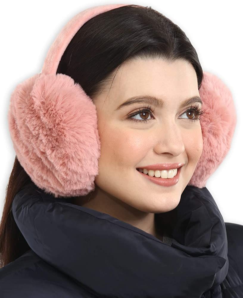 Ear Muffs for Women - Winter Ear Warmers - Soft & Warm Cable Knit Furry Fleece Earmuffs - Ear Cov... | Amazon (US)