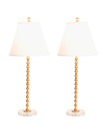 2pk 29in Stacked Hour Glass Buffet Lamps With Tapered Shades | TJ Maxx