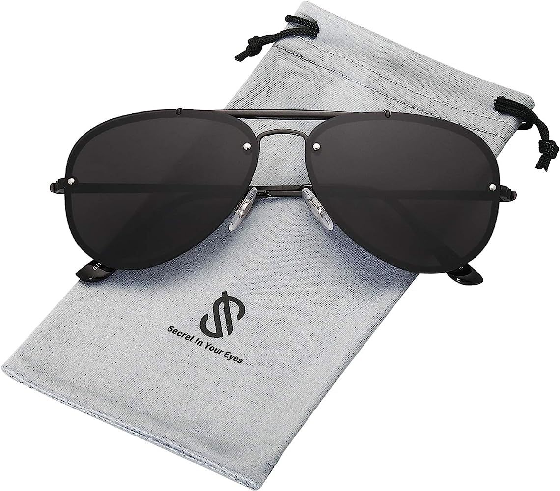 Men's Women's Aviator Sunglasses, Rimless Metal, Mirrored, TRENDALERT SJ1105 | Amazon (US)