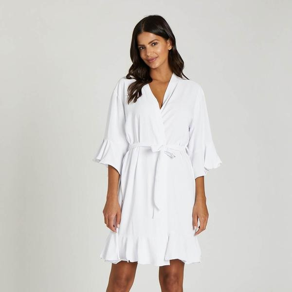 Ruffle Robe - White | Birdy Grey