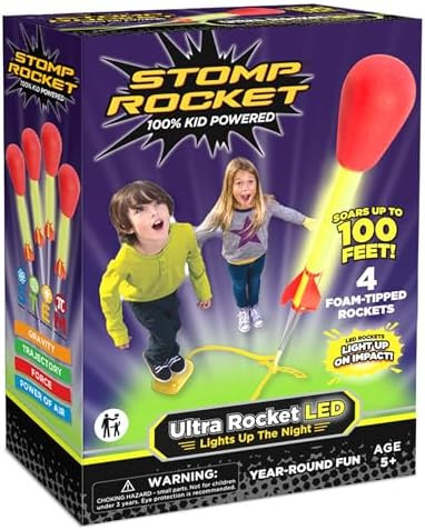 Stomp Rocket Ultra LED, High-Flying Rocket Launcher for Kids, 4 Rockets | Fun Outdoor Toys for Bo... | Amazon (US)