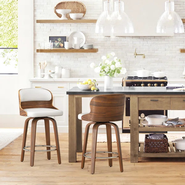 Bresha Swivel Upholstered Counter Stool | Wayfair North America