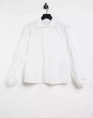 Vila shirred sleeve shirt in white | ASOS (Global)