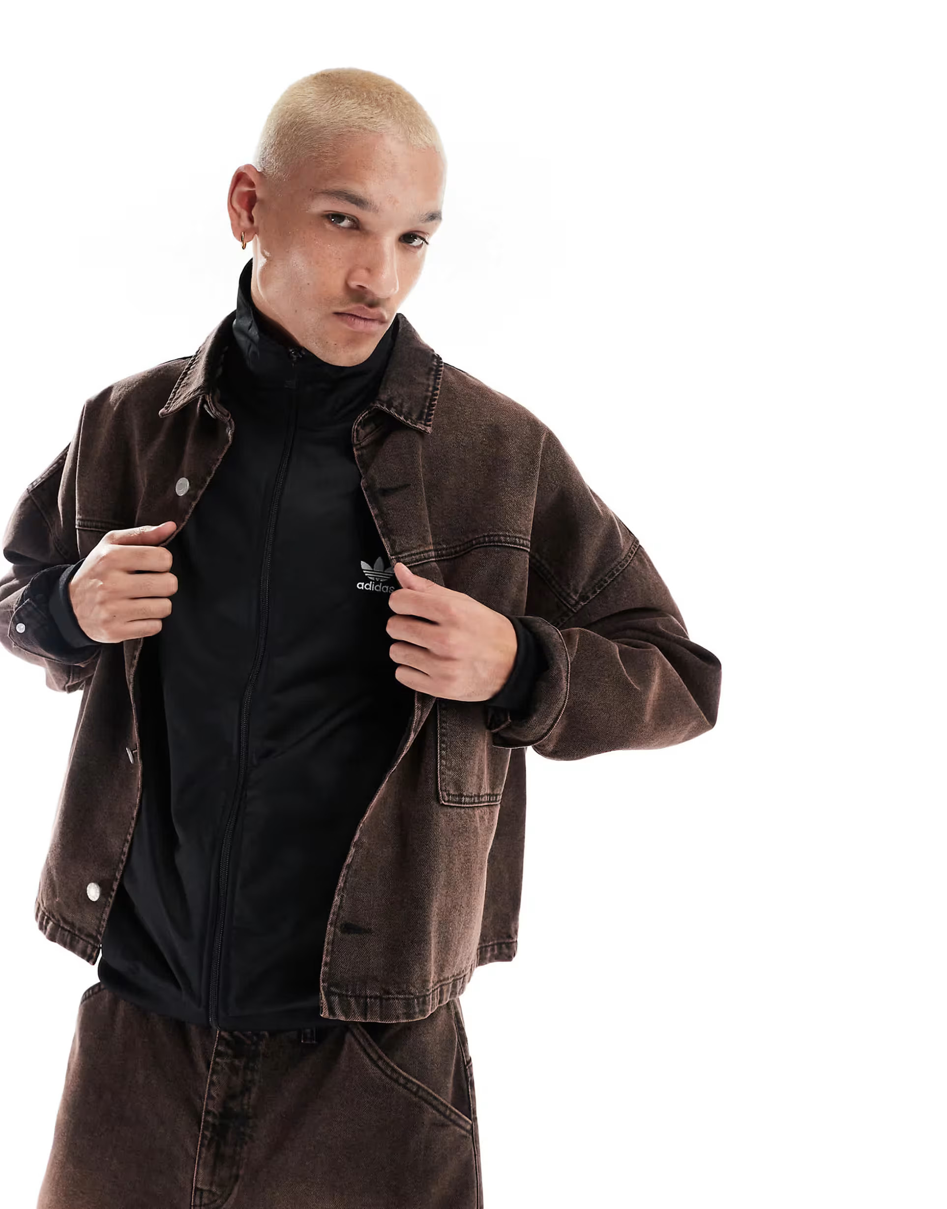 ASOS DESIGN co-ord volume oversized boxy jacket in brown wash | ASOS (Global)