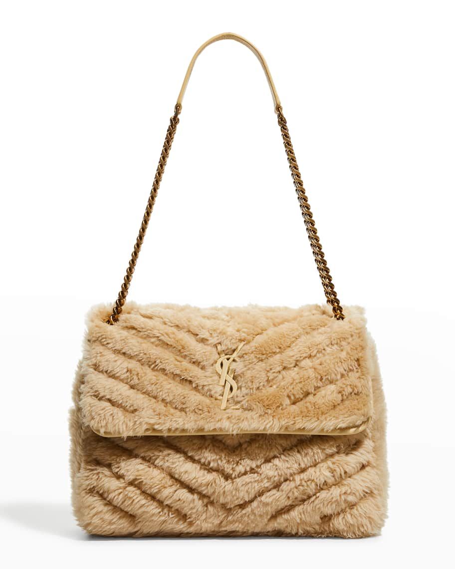 Saint Laurent Niki Medium Quilted Shearling Chain Shoulder Bag | Neiman Marcus