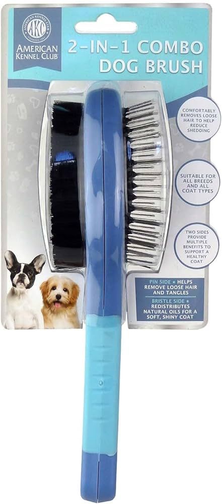 American Kennel Club AKC 2 in 1 Combo Brush with Dense Nylon Bristles for a Shiny Coat and Coated... | Amazon (US)