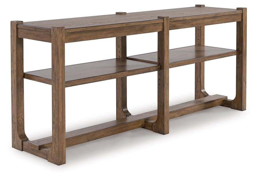 Signature Design by Ashley Cabalynn Farmhouse Sofa Table with 2 Adjustable Shelves, Light Brown | Amazon (US)