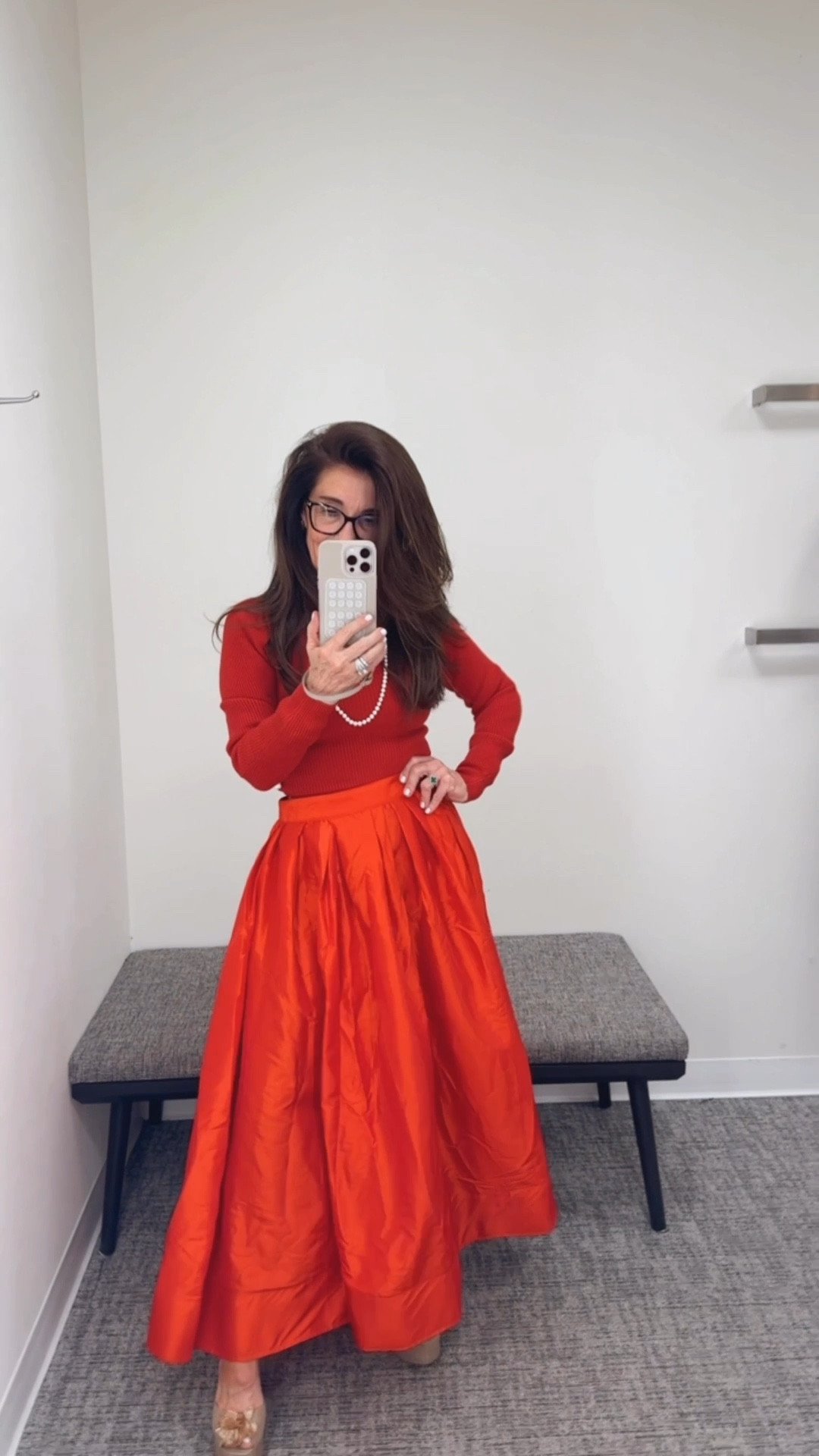 The most perfect holiday skirt. Fits true to size. I’m wearing an extra small and it comes in five different colors today. I’m wearing the red.

#LTKHoliday #LTKParties #LTKStyleTip