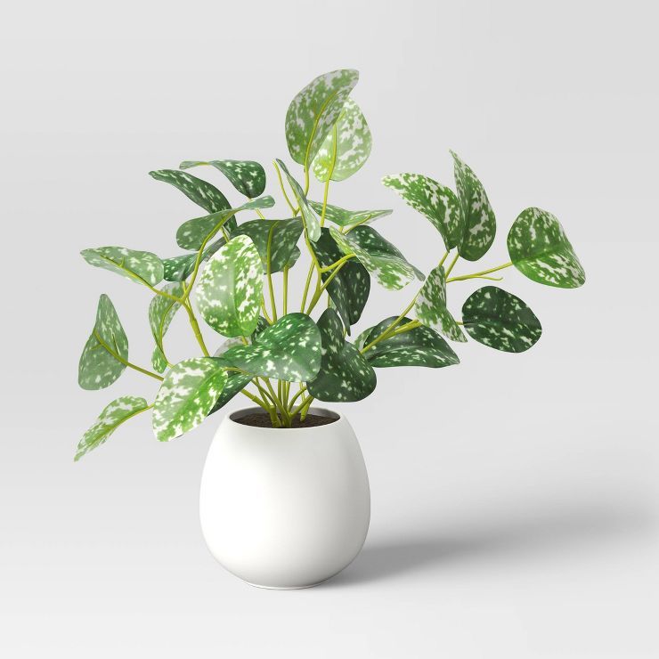 10" Artificial Variegated Leaf in Ceramic Pot Green - Threshold™ | Target