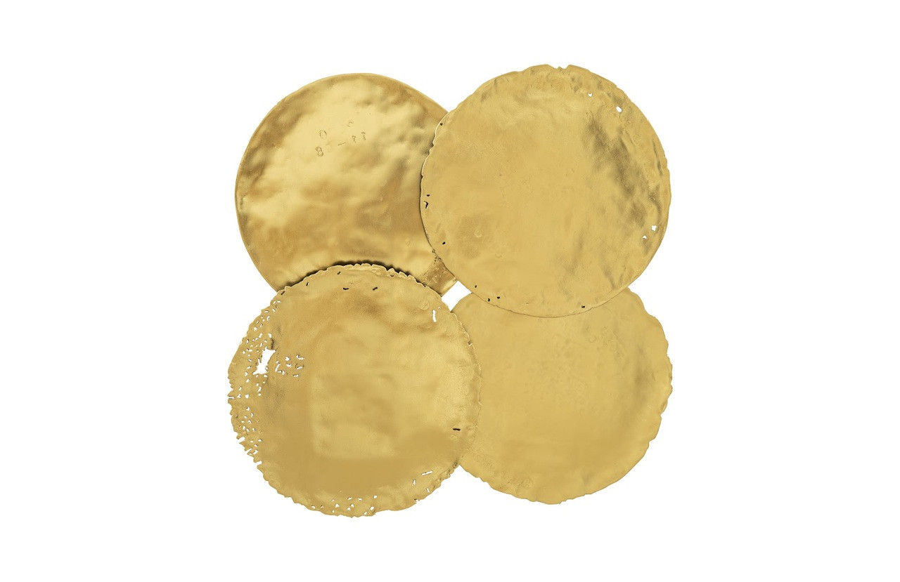 Cast Oil Drum Wall Art Discs Set of 4 In Gold | 1stopbedrooms