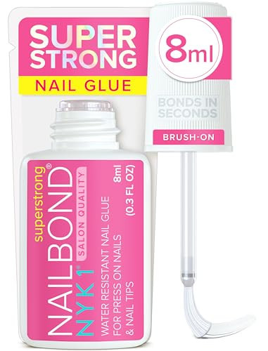 NYK1 Super Strong Nail Glue for Press On Nails, Nail Tips & Acrylics | 8ml | NailBond Brush On Glue for Press Ons, Tips & Acrylics - Long Lasting, Maximum Strength, Mess-Free Application | Amazon (US)