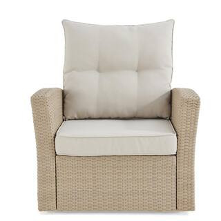 Canaan Brown Stationary All-Weather Wicker Outdoor Lounge Chair with Cream Cushions | The Home Depot