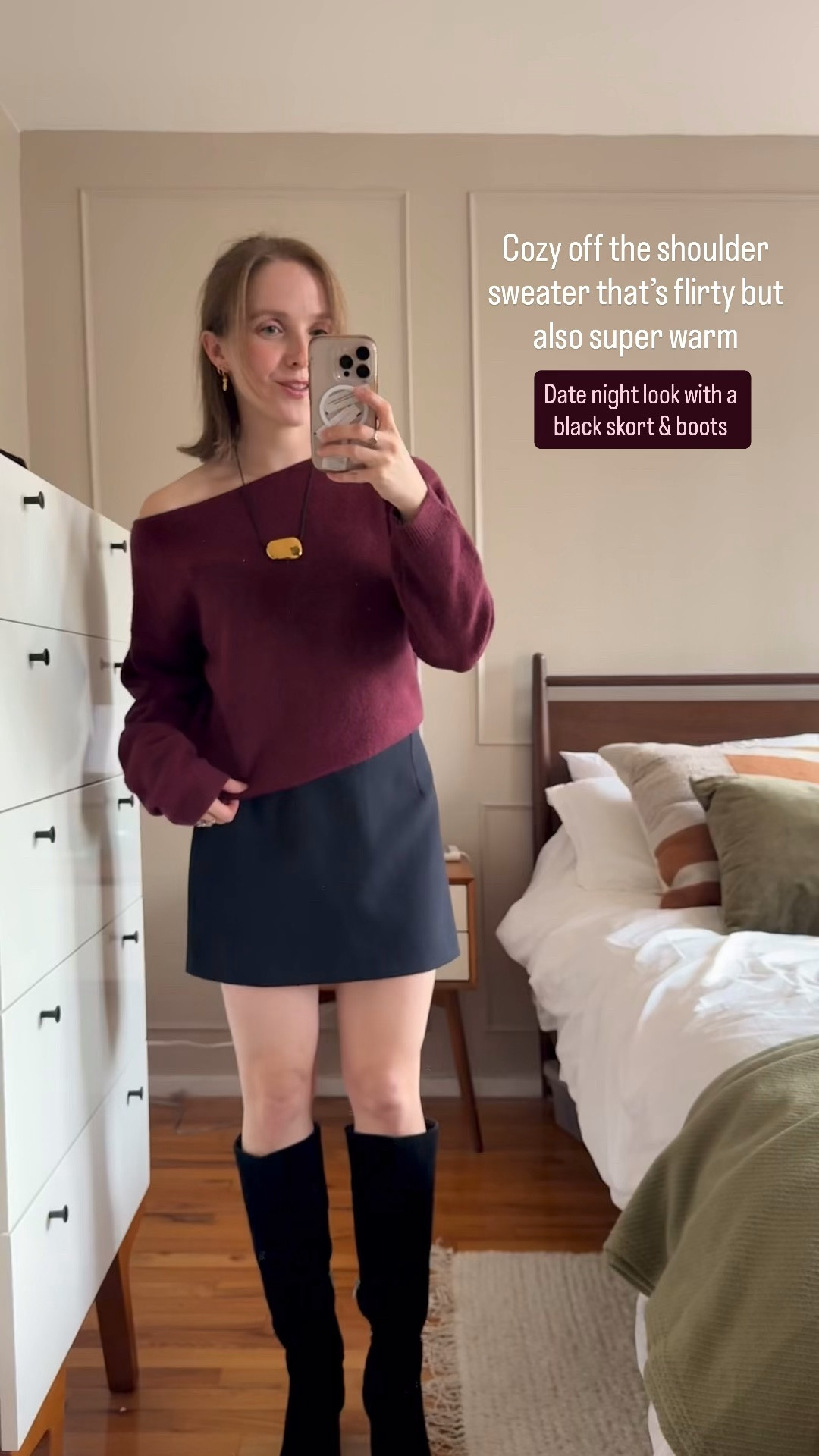 Abercrombie stackable sale 20% off w/ AFLTK xs merino blend sweater small skort 

Fall date night look