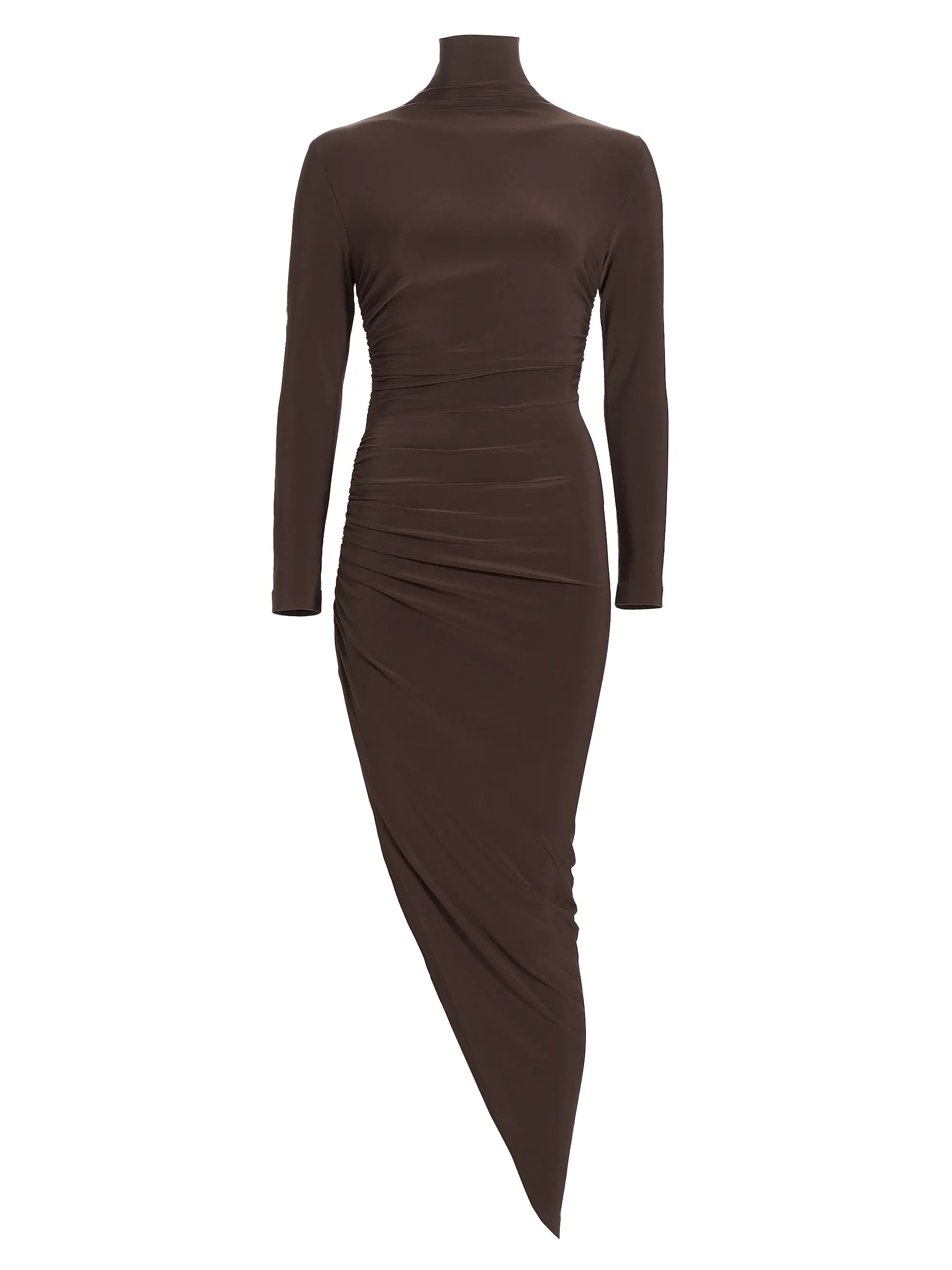 Long-Sleeve Turtleneck Side-Drape Midi Dress | Saks Fifth Avenue