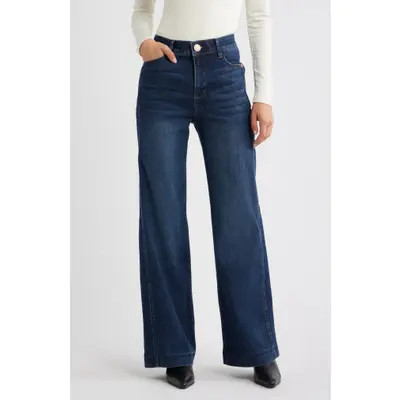 Wit & Wisdom Gracie 'Ab'Solution Skyrise Wide Leg Jeans in Mid Blue at Nordstrom, Size 00 | Nordstrom