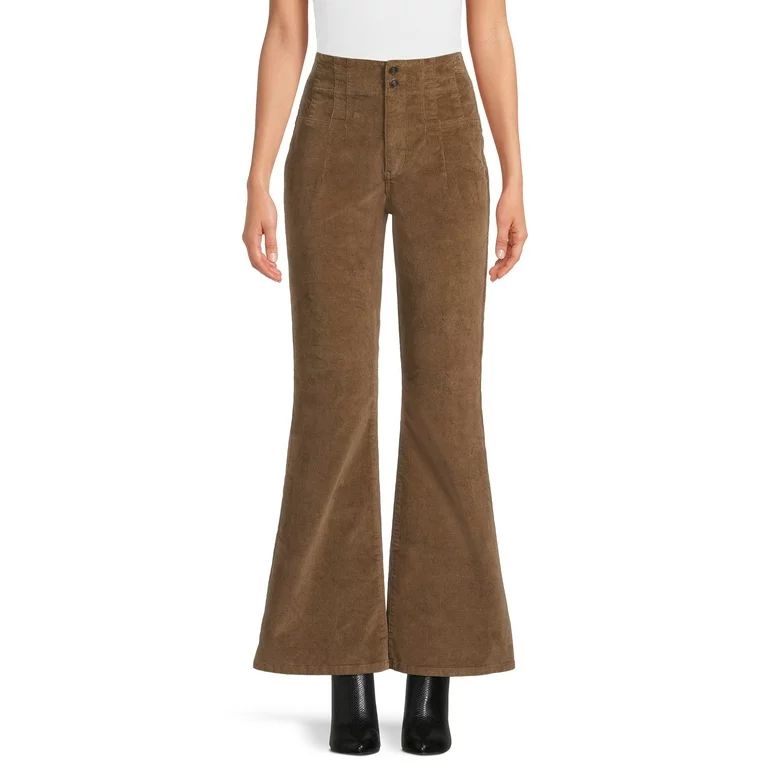 No Boundaries Juniors Pintuck Flare Corduroy Pants, 31” Inseam Regular, Sizes 1-21 | Walmart (US)