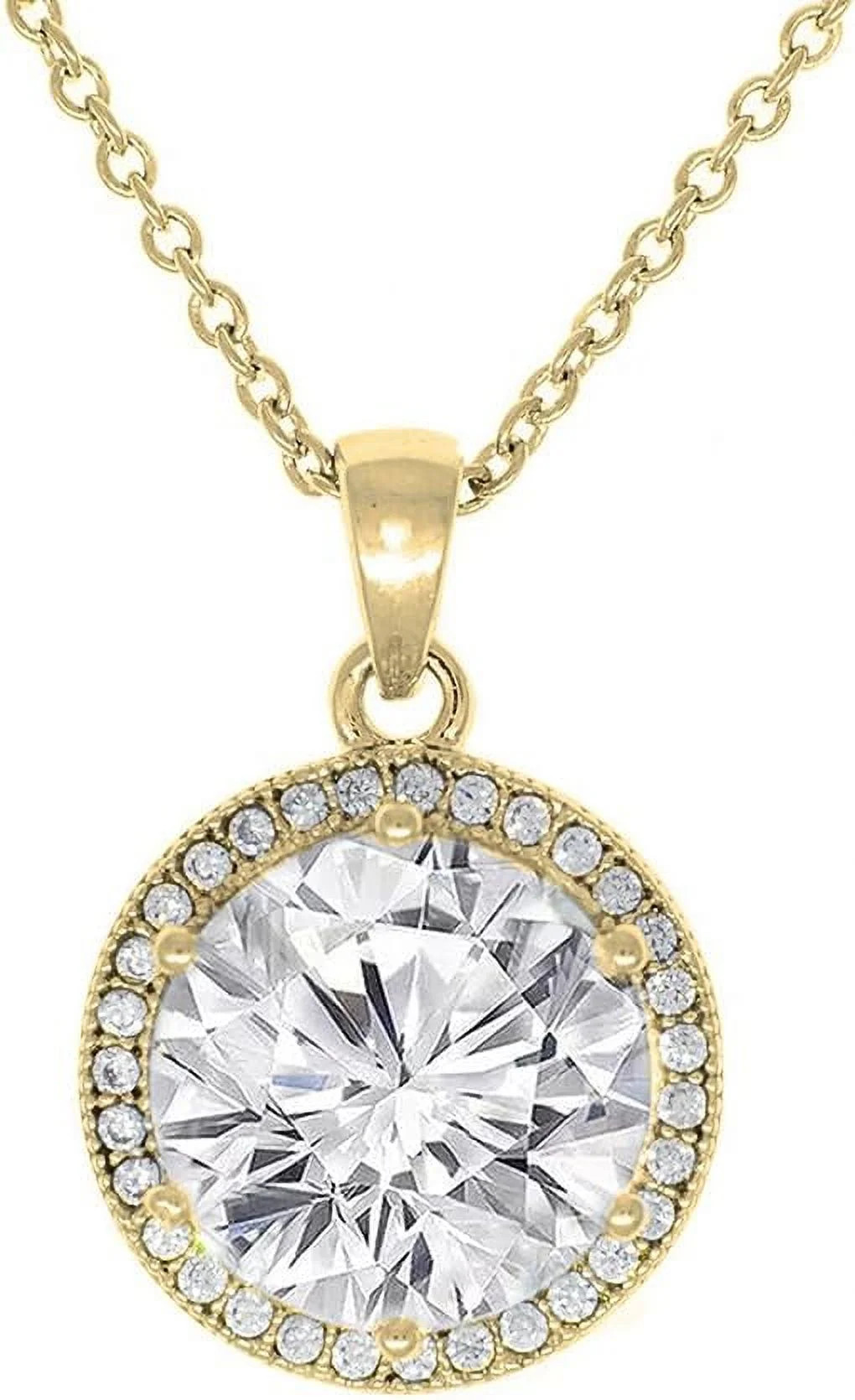 Cate & Chloe Sophia 18k Yellow Gold Plated Halo Necklace for Women | CZ Crystal Necklace, Jewelry... | Walmart (US)