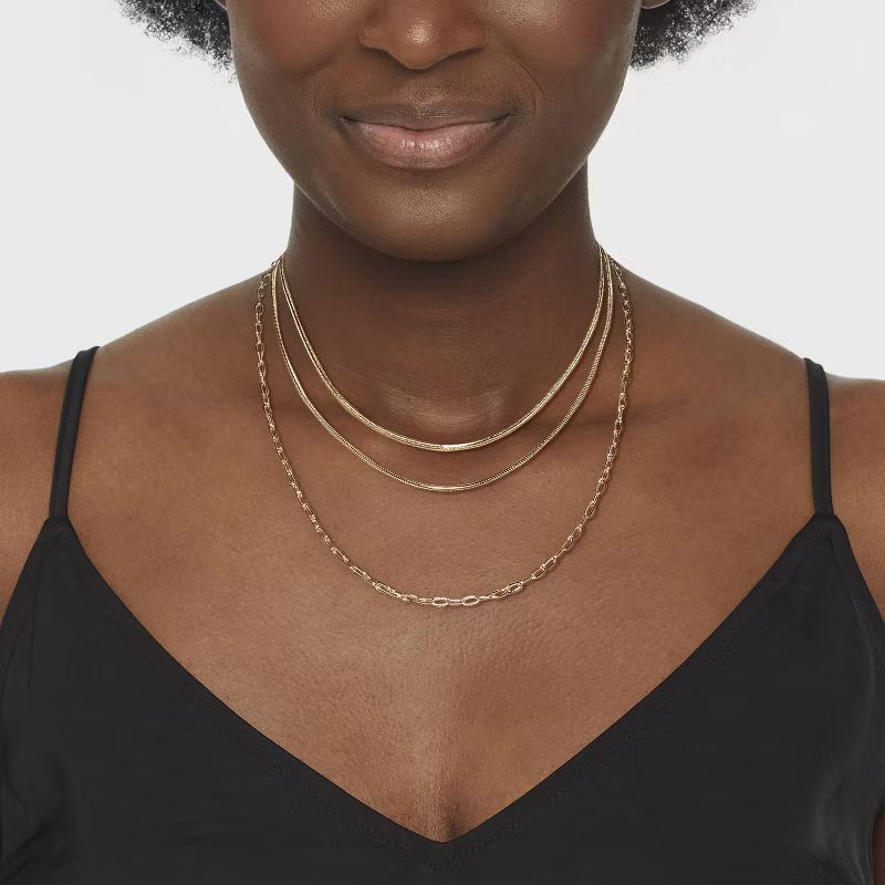 Round Flat Snake Chain Necklace - A New Day™ Gold | Target